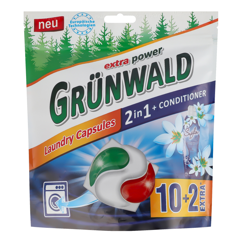 Капсули для прання універсальні 2in1, 12 шт, Grunwald, Арт.58853