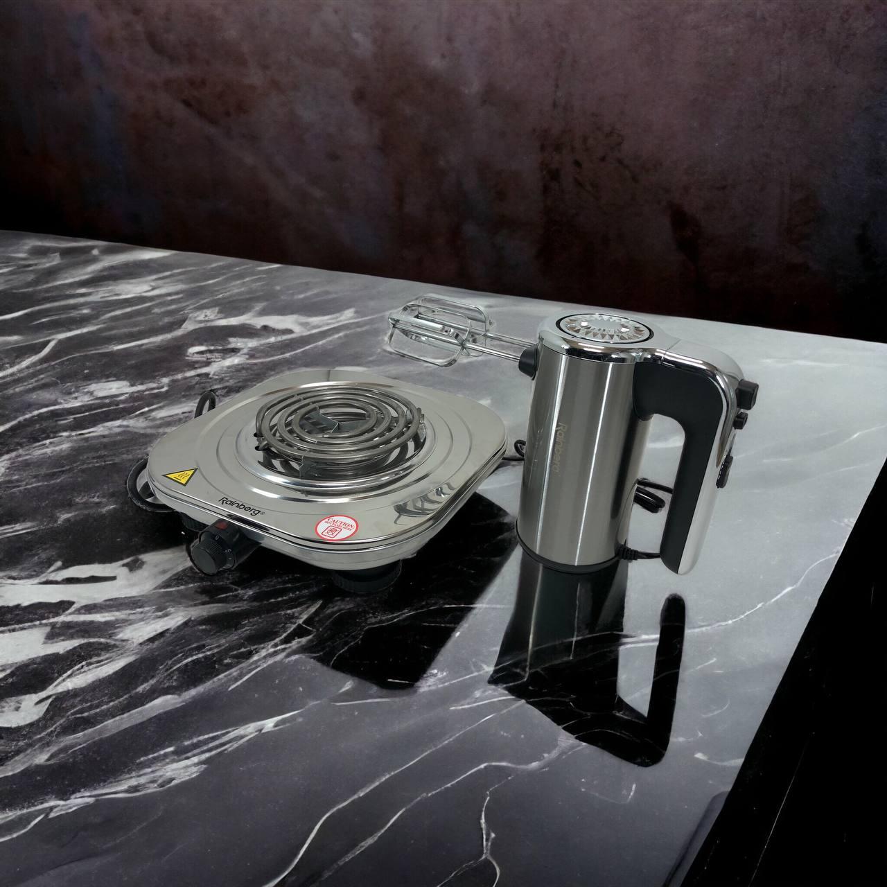 Набір дизайнерської лінійки Rainberg: Електроплита Rainberg RB-010 + Міксер ZD-131 Rainberg RB-1012