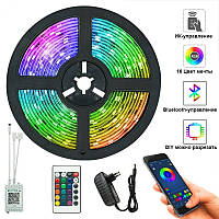Світлодіодна стрічка SMD 5050 RGB LED 5 м IP65 з bluetooth wifi контролем. LI-547 підключення 220V
