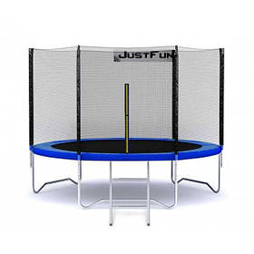 Батут пружинний із захисною сіткою Just Fun Blue (діаметр 312см, сходи)