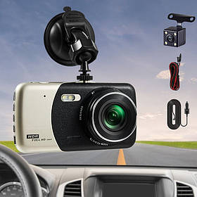Автомобільний відеореєстратор Full HD 1080P з дисплеєм камерою заднього виду і нічним баченням