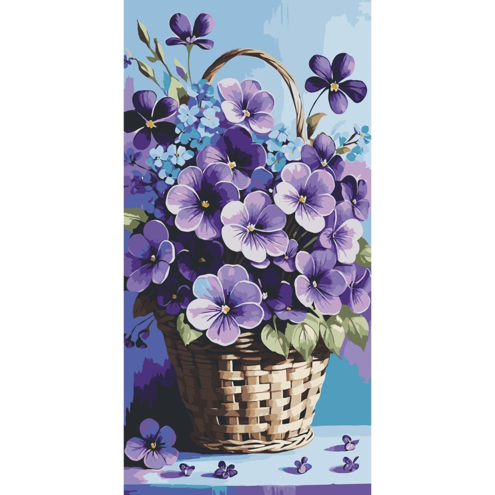 Картина за номерами ArtCraft Фіалки в кошику 40х80 см