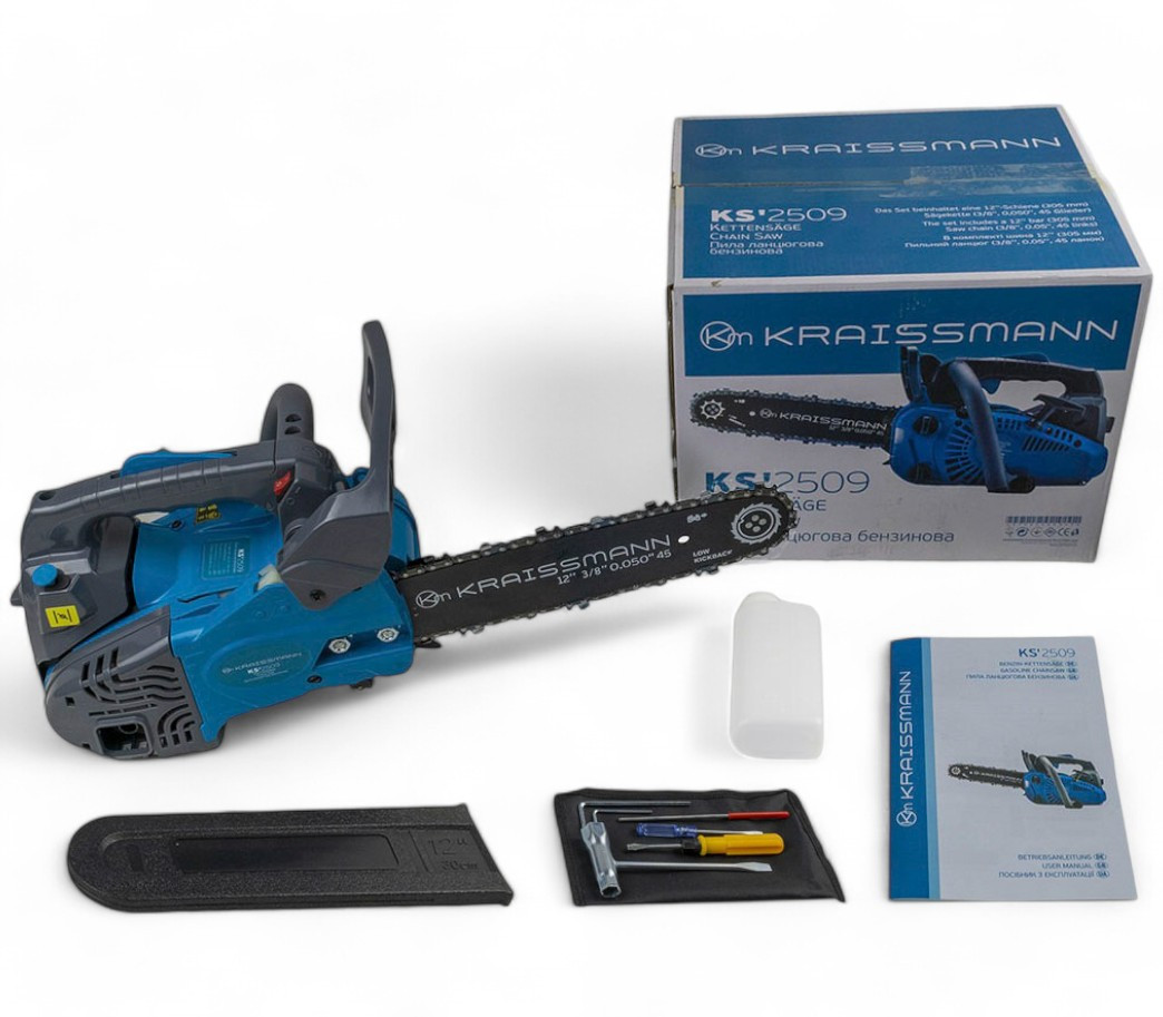 Бензопила KRAISSMANN KS'2509 (одноручна, 900W, шина 305 мм, короткий корпус, НІМЕЧЧИНА)