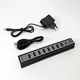 Розгалужувач USB HUB на 10 портів з активною зарядкою 220V. XI-315 Колір чорний, фото 4
