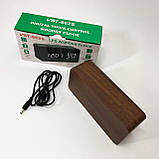 Електронні настільні годинники VST-862S-4 коричневі з зеленим підсвічуванням, з датчиками температури LY-840 та вологості, фото 2