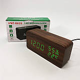 Електронні настільні годинники VST-862S-4 коричневі з зеленим підсвічуванням, з датчиками температури LY-840 та вологості, фото 10