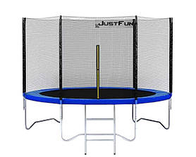 Батут пружинний із захисною сіткою Just Fun Blue (діаметр 252см, сходи)