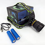 Ліхтар налобний BL-A8-P50, 2 акумулятори 18650, zoom, TY-613 ЗУ microUSB, фото 7