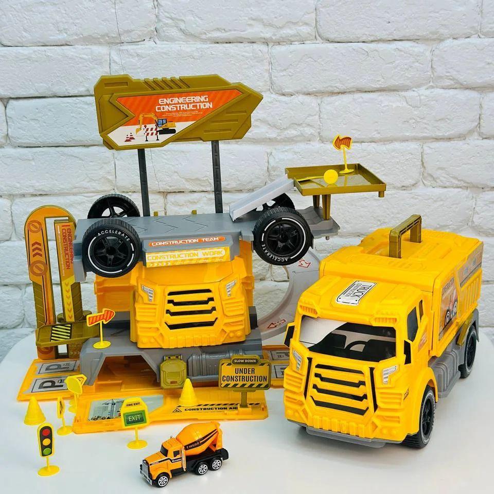 Іграшковий набір Трек Будівництво металопластикова машинка 2в1 Автотрек вантажівка будівельна техніка, фото 1
