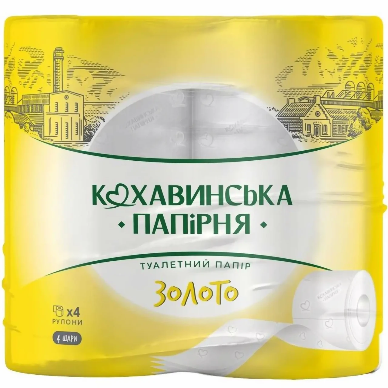 Туалетний папір Кохавінка Золото 4-х шаровий 155 відривів 4 шт., фото 1