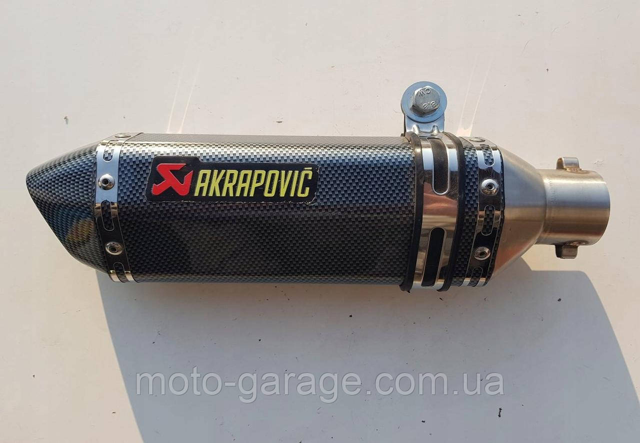 Прямоточний Глушник Akrapovic 370*105mm, (нержавійка, карбон), фото 1