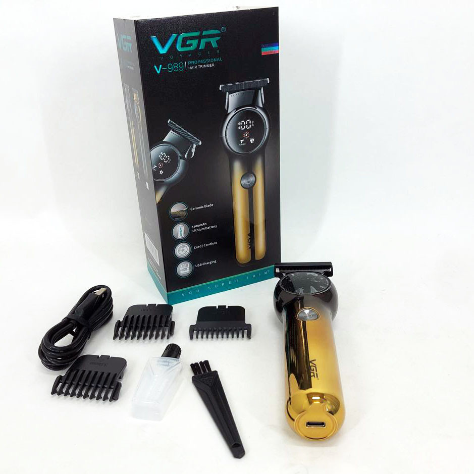 Тример для бороди та вусів VGR V-989. Машинка для стрижки, окантування кераміка+сталь. HK-231 Колір: золотий
