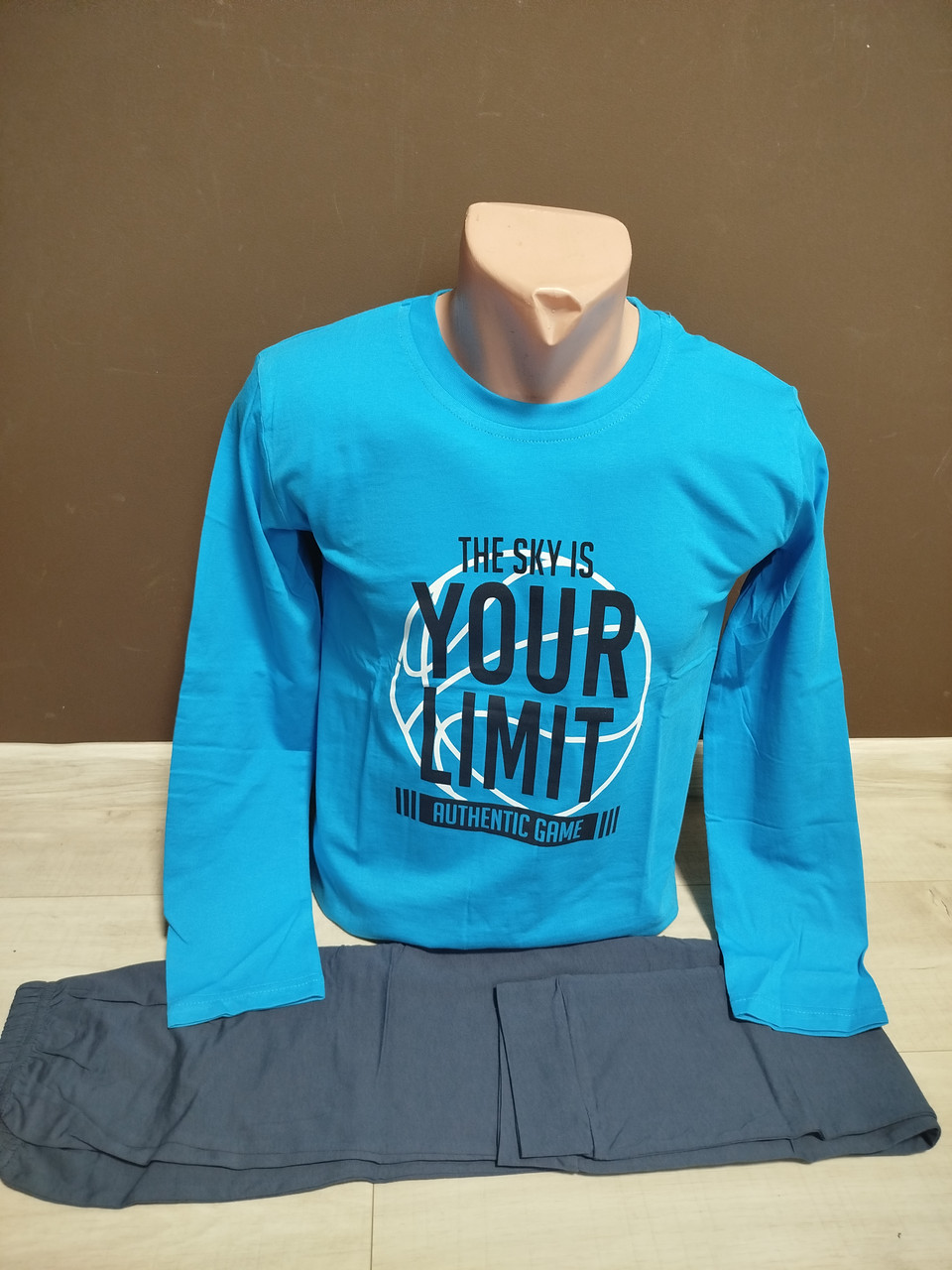 Підліткова піжама для хлопчика підлітка Туреччина Ліміт на 10-12 років двійка реглан та штани блакитна, фото 1