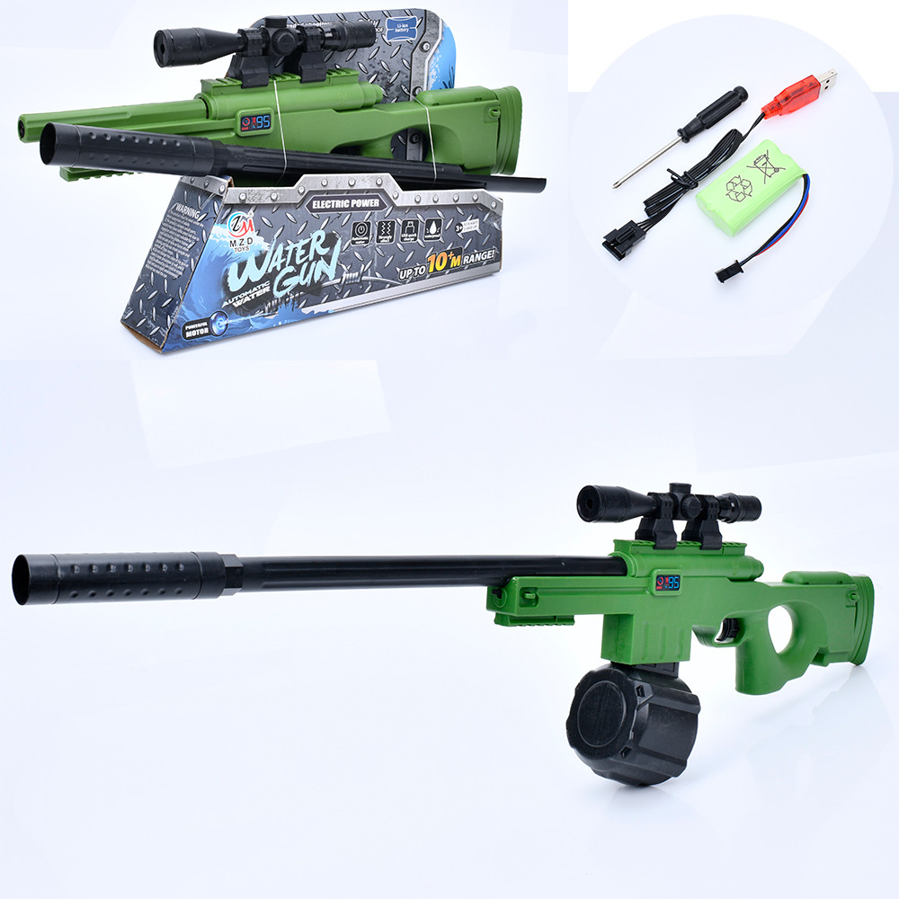 Дитячий водяний бластер M101C 87 см автомат з акумулятором, прицілом та USB‑зарядкою, фото 1