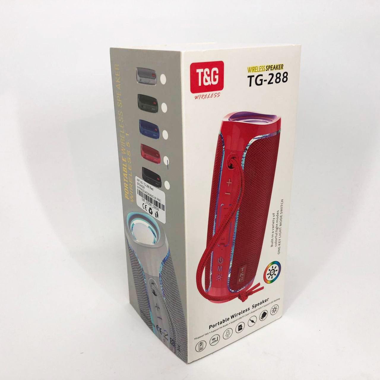 Портативна Bluetooth колонка з підсвічуванням LED TG288. JW-382 Колір: червоний