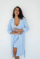 Комплект у пологовому сорочку та халат блакитний для вагітних і тих, хто годує