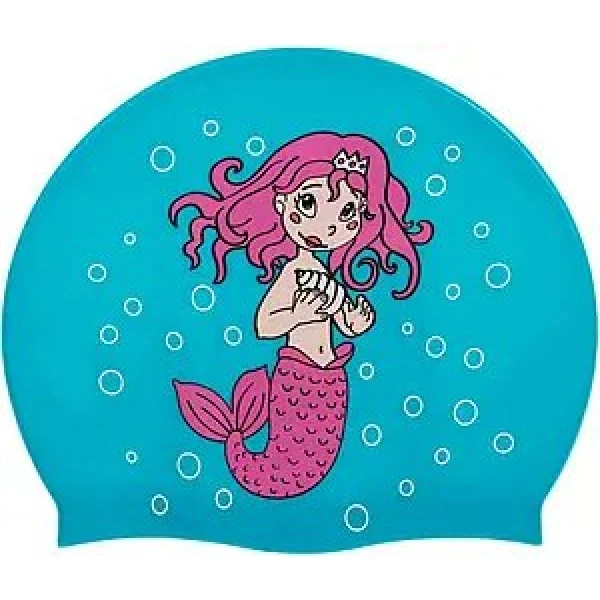 Шапочка для плавання дитяча для дівчаток Русалочка Aqua Speed KIDDIE Mermaid 1784 силіконова блакитна (для дітей 4-8 років), фото 1
