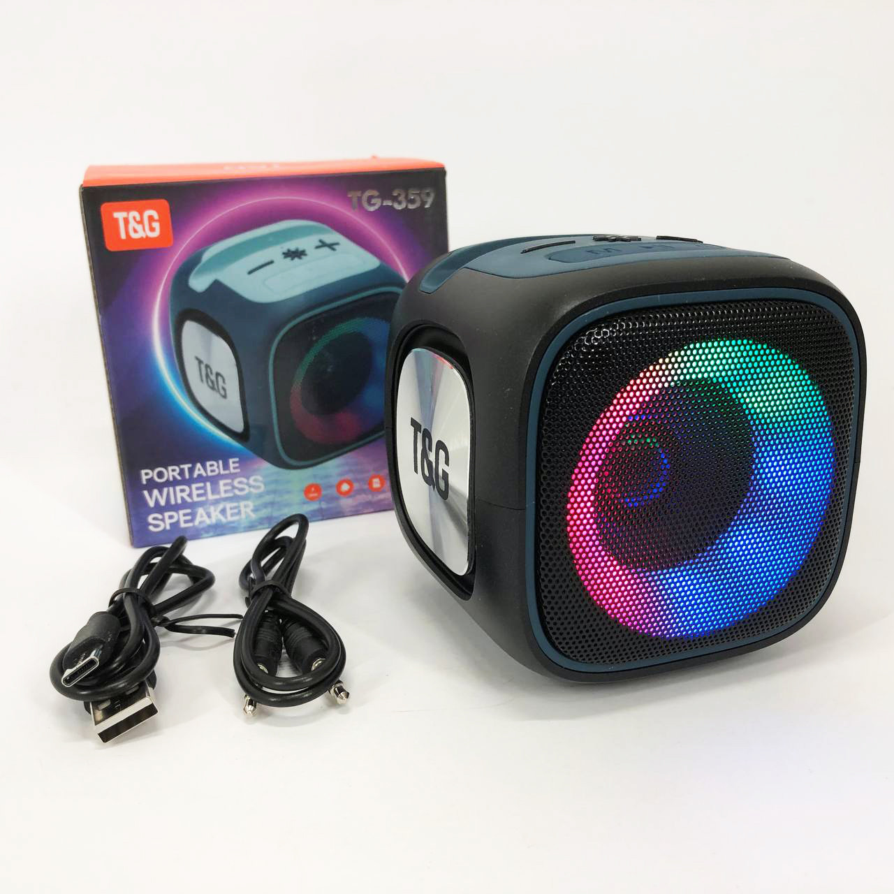Портативна Bluetooth колонка TG359 7W з RGB підсвічуванням. RJ-848 Колір: чорний