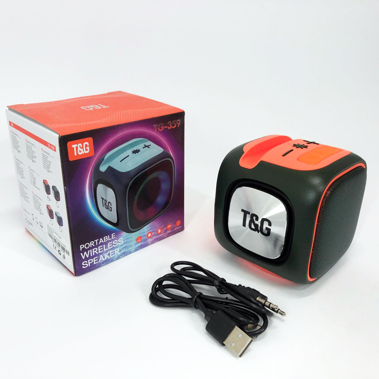 Портативна Bluetooth колонка TG359 7W з RGB підсвічуванням. UW-968 Колір: зелений