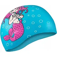 Шапочка для плавання дитяча для дівчаток Русалочка Aqua Speed KIDDIE Mermaid 1784 силіконова блакитна (для дітей 4-8 років), фото 2