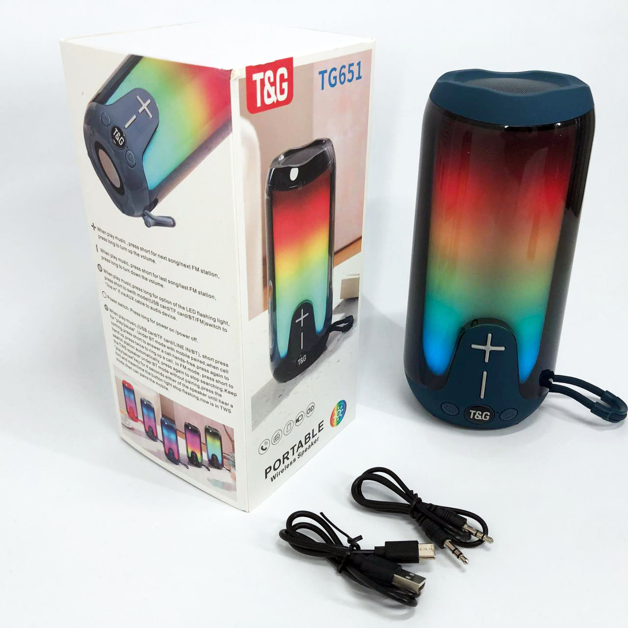 Bluetooth-колонка TG651 з RGB ПІДСВІТКОМ. TA-871 Колір: синій