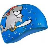 Шапочка для плавання дитяча для хлопчика Акула Aqua Speed KIDDIE Shark 1783 силіконова синя (для дітей 4-8 років), фото 2