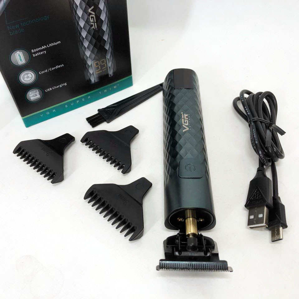 Тример для стрижки волосся, вусів, бороди VGR V-077 з USB зарядкою, DK-719 металевий корпус