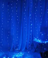 Гірлянда Штора-Роса 144 LED, 1,8x1,2 м (12 ліній), USB адаптер, пульт ДК, синій