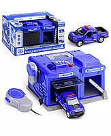 Дитячий ігровий набір паркінг-гараж Поліція з рацією, поліцейський гараж з рацією, світло, звук