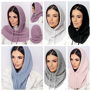 Жіночий капор Сандра ангора розмір 56-59 стильний теплий капюшон шарф на осінь зиму