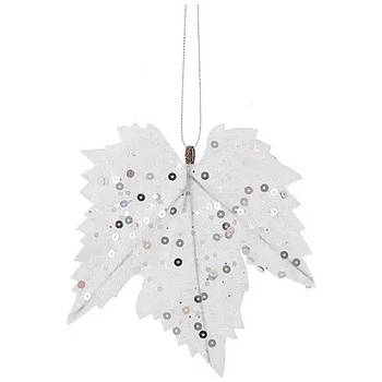 Ялинкова іграшка House Of Seasons Кленовий лист 6 шт білий (8718861667097)