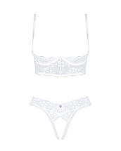 Еротичний комплект Obsessive Heavenlly 2-pcs cupless set XL/2XL, відкриті груди, з доступом, фото 3