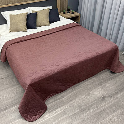Покривало (220х240 см) декоративне Decorator Ultra Sonic Velour куб, колір марсала (85-160)