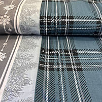 Бязь Gold бавовняна "Новодні олені купоном бірюзова карта на блакитному" 220 см, фото 5