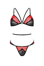 Комплект білизни Passion PEONIA SET XXL/XXXL red, бра, трусики, фото 3