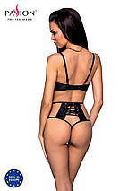 Комплект білизни Passion TASMINA SET XXL/XXXL black, ліф, високі трусики з корсетом ззаду, фото 2