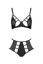 Комплект білизни Passion TASMINA SET XXL/XXXL black, ліф, високі трусики з корсетом ззаду, фото 3