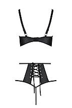 Комплект білизни Passion TASMINA SET XXL/XXXL black, ліф, високі трусики з корсетом ззаду, фото 4