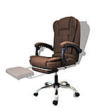 Офісне крісло із тканини з підніжкою BOSS KO26BR-MAT Коричневе Компютерне крісло ТКАНЕВЕ, фото 3