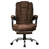 Офісне крісло із тканини з підніжкою BOSS KO26BR-MAT Коричневе Компютерне крісло ТКАНЕВЕ, фото 4