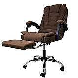 Офісне крісло із тканини з підніжкою BOSS KO26BR-MAT Коричневе Компютерне крісло ТКАНЕВЕ, фото 2