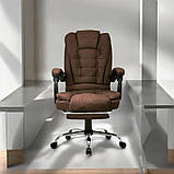 Офісне крісло із тканини з підніжкою BOSS KO26BR-MAT Коричневе Компютерне крісло ТКАНЕВЕ, фото 6