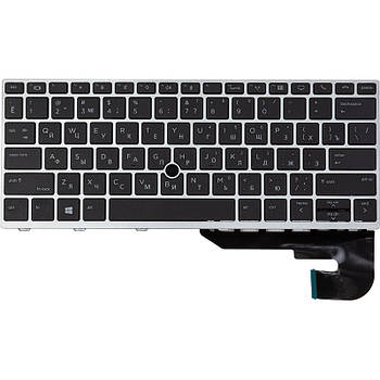 Клавіатура для ноутбука HP EliteBook 830 G5 чорна, сріблястий фрейм