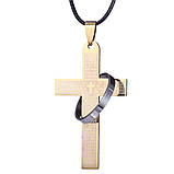 Чоловічий кулон хрест з молитвою підвіска у вигляді хреста із сталі, фото 2