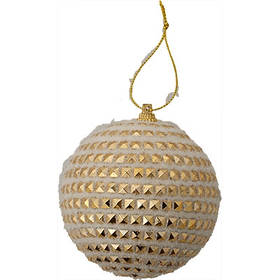 Набір ялинкових іграшок куля 8 см, 3 шт.біло-золотий , арт. 92717-PN (96) ПІОНЕR