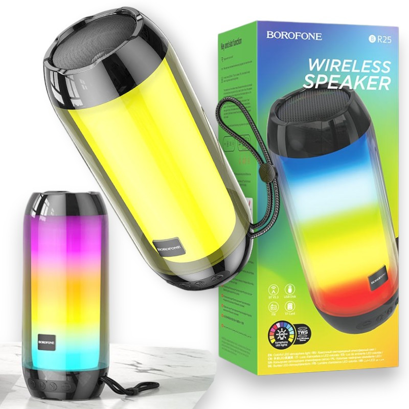 Портативна Bluetooth колонка Borofone BR25 Crazy Colorful Luminous Бездротова колонка з RGB підсвічуванням