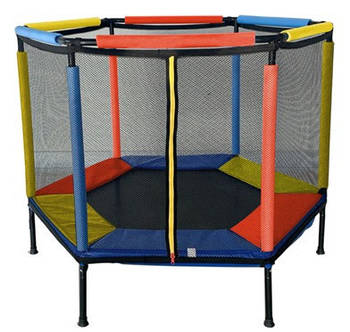 Батут-манеж пружинний із захисною сіткою Just Fun Multicolor (діаметр 140 см)