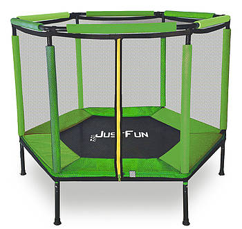 Батут-манеж пружинний із захисною сіткою Just Fun Green (діаметр 140 см)