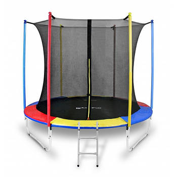 Батут пружинний із захисною сіткою Just Fun Multicolor (діаметр 244 см, сходи)