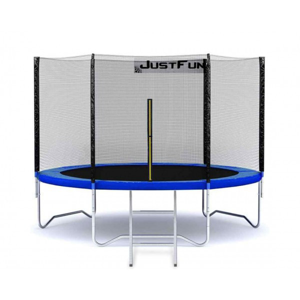 Батут пружинний із захисною сіткою Just Fun Blue (діаметр 312см, сходи)